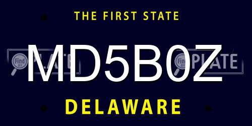 MD5B0Z Delaware License Plate