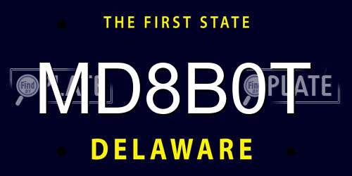 MD8B0T Delaware License Plate