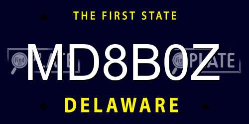 MD8B0Z Delaware License Plate