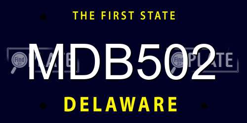 MDB502 Delaware License Plate