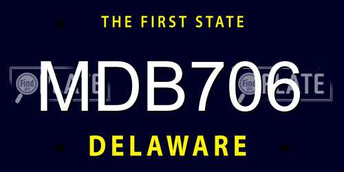 MDB706 Delaware License Plate