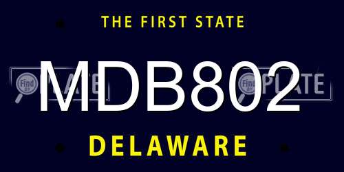 MDB802 Delaware License Plate