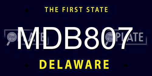 MDB807 Delaware License Plate