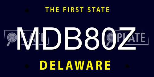 MDB80Z Delaware License Plate