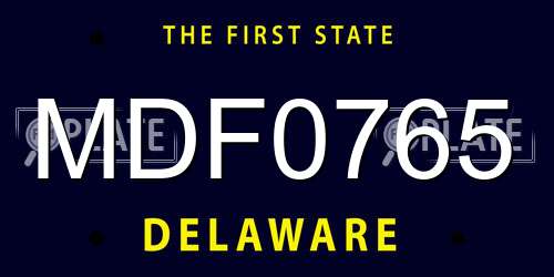 MDF0765 Delaware License Plate