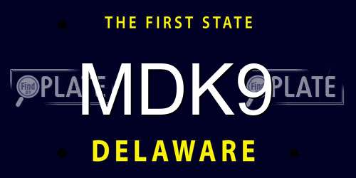 MDK9 Delaware License Plate