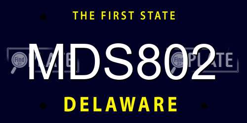 MDS802 Delaware License Plate