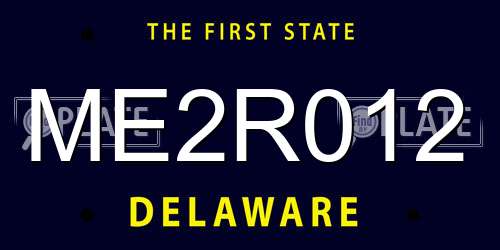 ME2R012 Delaware License Plate
