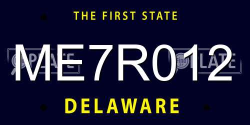 ME7R012 Delaware License Plate
