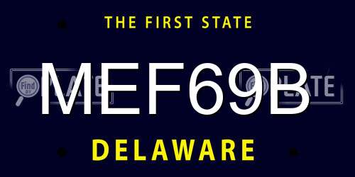 MEF69B Delaware License Plate