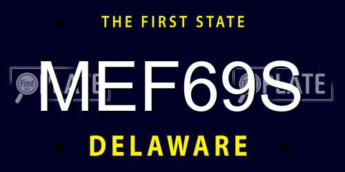 MEF69S Delaware License Plate