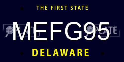 MEFG95 Delaware License Plate