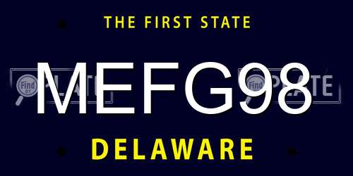 MEFG98 Delaware License Plate