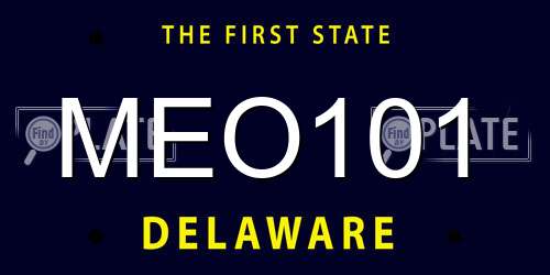 MEO101 Delaware License Plate