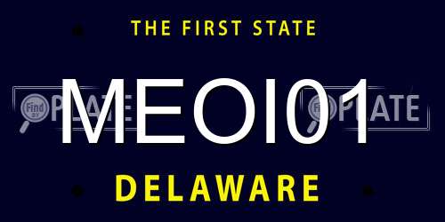 MEOI01 Delaware License Plate