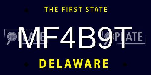 MF4B9T Delaware License Plate