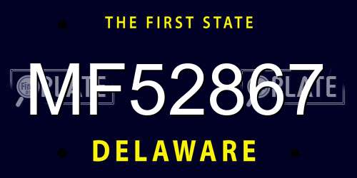 MF52867 Delaware License Plate
