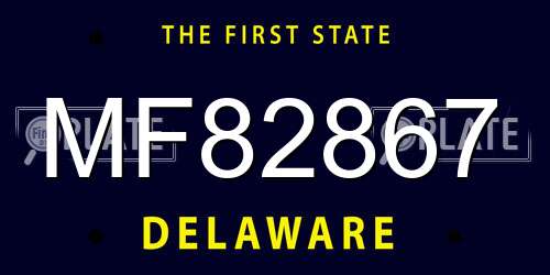 MF82867 Delaware License Plate