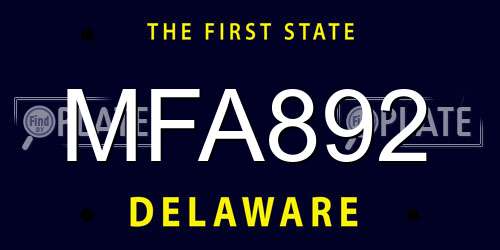 MFA892 Delaware License Plate