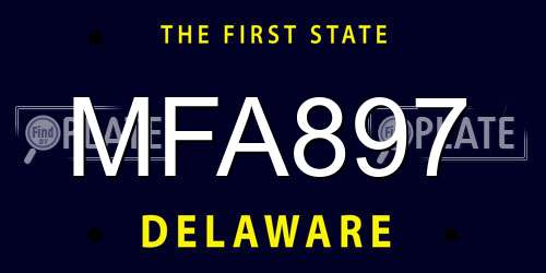 MFA897 Delaware License Plate