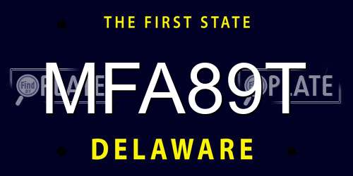 MFA89T Delaware License Plate