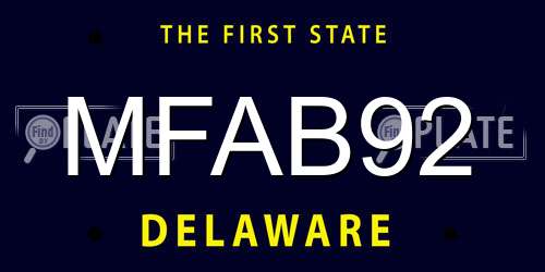 MFAB92 Delaware License Plate