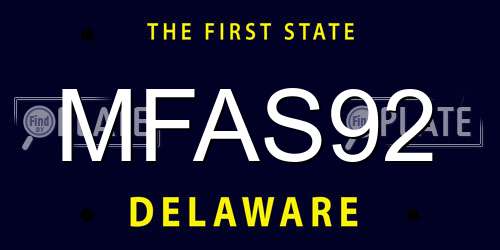 MFAS92 Delaware License Plate