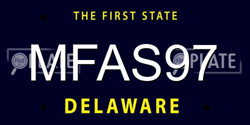 MFAS97 Delaware License Plate