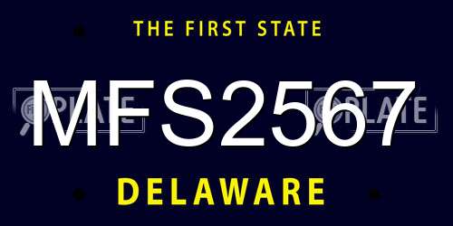 MFS2567 Delaware License Plate