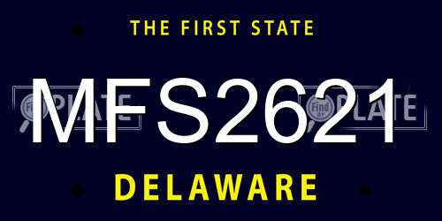 MFS2621 Delaware License Plate
