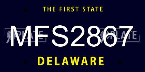 MFS2867 Delaware License Plate