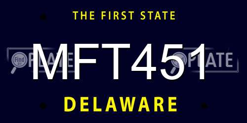 MFT451 Delaware License Plate
