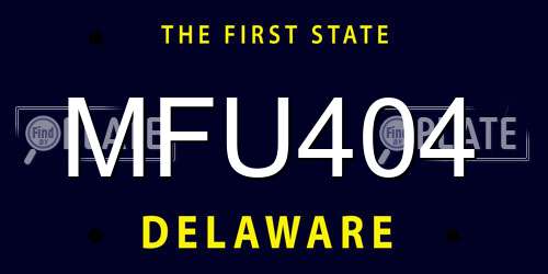 MFU404 Delaware License Plate