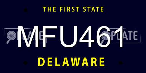 MFU461 Delaware License Plate