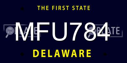 MFU784 Delaware License Plate