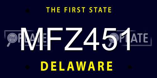 MFZ451 Delaware License Plate