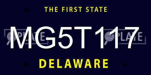 MG5T117 Delaware License Plate