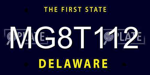 MG8T112 Delaware License Plate