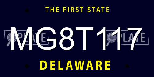 MG8T117 Delaware License Plate