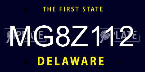 MG8Z112 Delaware License Plate