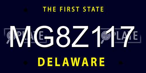 MG8Z117 Delaware License Plate