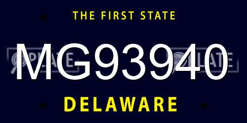MG93940 Delaware License Plate