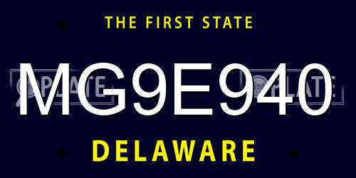 MG9E940 Delaware License Plate