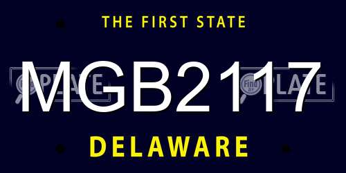 MGB2117 Delaware License Plate