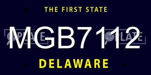 MGB7112 Delaware License Plate