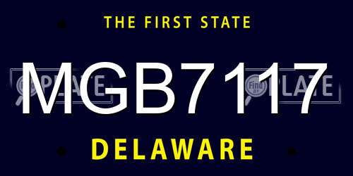 MGB7117 Delaware License Plate