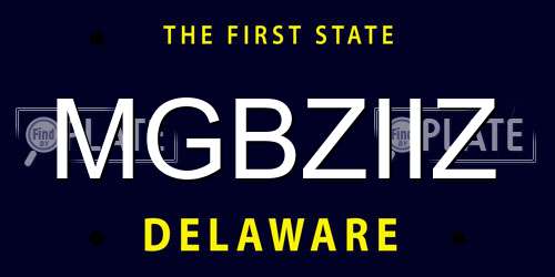 MGBZIIZ Delaware License Plate