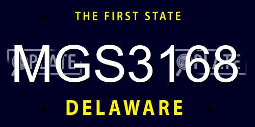 MGS3168 Delaware License Plate