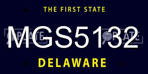 MGS5132 Delaware License Plate