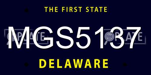 MGS5137 Delaware License Plate